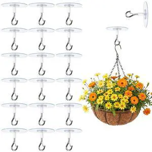 20 Pack No Hole Adhesive Ceiling Hooks, No Drill Plant Hangers Sticky Eye Hooks with Safety Locks for Hanging Plants, Lights, Lantern, Wind Chimes, Christmas Ornaments 20 Pack No Hole Adhesive Ceiling Hooks, No Drill Plant Hangers Sticky Eye Hooks with Safety Locks for Hanging Plants, Lights, Lantern, Wind Chimes, Christmas Ornaments