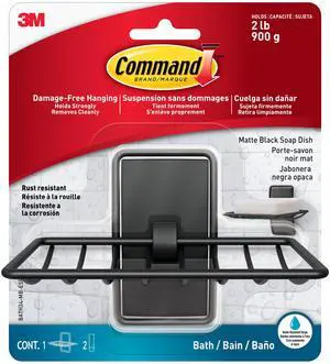 Soap Dish, Matte Black, 1 Holder, 2 Strips Soap Dish, Matte Black, 1 Holder, 2 Strips