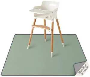 Baby Splat Mat for Under High Chair, 50.4 x 50.4 Inch Wipeable Splash Mat, Waterproof and Washable, Anti-Slip Floor Protector, Sage Green Baby Splat Mat for Under High Chair, 50.4 x 50.4 Inch Wipeable Splash Mat, Waterproof and Washable, Anti-Slip Floor Protector, Sage Green