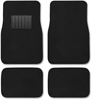 Premium Vehicle Mats 4-Piece with Vinyl Heel Pad, Black Carpet Driver Passenger and Rear Floor Mats Premium Vehicle Mats 4-Piece with Vinyl Heel Pad, Black Carpet Driver Passenger and Rear Floor Mats