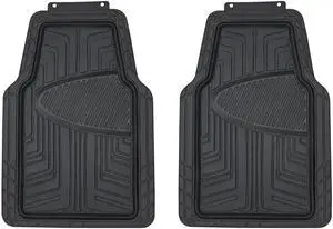2-Piece Premium All-Season Anti-Slip Rubber Floor Mats for Cars, SUVs and Trucks, Universal Trim to Fit, Black 2-Piece Premium All-Season Anti-Slip Rubber Floor Mats for Cars, SUVs and Trucks, Universal Trim to Fit, Black