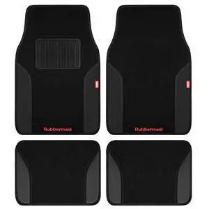 Car Mats, Carpeted Floor Car Mat with Faux Leather & Built-in Heel Pad, Two-Tone Car Rug Floor Mats, Stylish Carpeted Floor Mats for Cars, Trucks & SUVs Black Color Car Mats, Carpeted Floor Car Mat with Faux Leather & Built-in Heel Pad, Two-Tone Car Rug Floor Mats, Stylish Carpeted Floor Mats for Cars, Trucks & SUVs Black Color