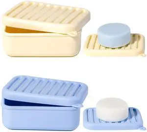 2PC Portable Leakproof Travel Soap Case, Silicone Travel Soap Case, Compact Soap Holder with Drainage Layer, Travel Soap Holder for Camping, Gym, Outdoor (Blue&Yellow) 2PC Portable Leakproof Travel Soap Case, Silicone Travel Soap Case, Compact Soap Holder with Drainage Layer, Travel Soap Holder for Camping, Gym, Outdoor (Blue&Yellow)