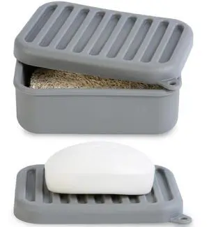 Portable Leakproof Travel Soap Case, Silicone Soap Case, Compact Soap Holder with Drainage Layer, Travel Soap Holder for Camping, Gym, Outdoor (Deep-Gray) Portable Leakproof Travel Soap Case, Silicone Soap Case, Compact Soap Holder with Drainage Layer, Travel Soap Holder for Camping, Gym, Outdoor (Deep-Gray)
