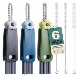 6 Pack Cup Lid Cleaning Brush Set with 3 Straws, Multifunctional Bottle Brush, Cup Lid Gap Cleaner, Durable Bristle Crevice Cleaning Brush,Flat End Brushes 6 Pack Cup Lid Cleaning Brush Set with 3 Straws, Multifunctional Bottle Brush, Cup Lid Gap Cleaner, Durable Bristle Crevice Cleaning Brush,Flat End Brushes