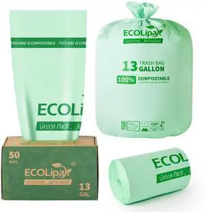 13 Gallon 50 Count Compostable Kitchen Trash Garbage Bags 13 Gallon 50 Count Compostable Kitchen Trash Garbage Bags