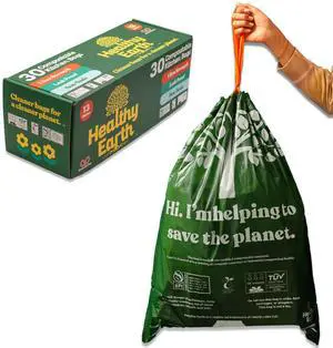 13 Gallon Compostable Drawstring Trash Bags, 1.13 Mil Extra Thick Tall Kitchen Liners (49.2 L), Heavy Duty Leak-Proof Food Scrap Bags, BPI & TÜV OK Compost Certified, 30 Count 13 Gallon Compostable Drawstring Trash Bags, 1.13 Mil Extra Thick Tall Kitchen Liners (49.2 L), Heavy Duty Leak-Proof Food Scrap Bags, BPI & TÜV OK Compost Certified, 30 Count