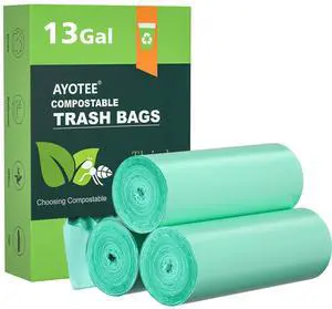 Compostable Trash Bags 13 Gallon Tall Kitchen Trash Bags, 45 Count Compostable Trash Bags 13 Gallon Tall Kitchen Trash Bags, 45 Count