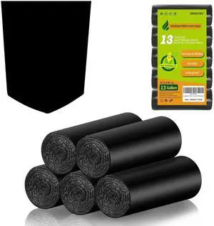 13 Gallon Biodegradable Tall-Kitchen Trash Bags - Black Garbage Bags Large Compostable Unscented 75 Count Recycling Strong Thick Office Waste Basket Liners Bulk 13 Gallon Biodegradable Tall-Kitchen Trash Bags - Black Garbage Bags Large Compostable Unscented 75 Count Recycling Strong Thick Office Waste Basket Liners Bulk