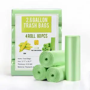 Trash Bags 2.6 Gallon, Small Garbage Bags, Strong & Unscented Mini Trash Bags for Kitchen, Bathroom, Office, Restroom, Car, Green, 80 Counts Trash Bags 2.6 Gallon, Small Garbage Bags, Strong & Unscented Mini Trash Bags for Kitchen, Bathroom, Office, Restroom, Car, Green, 80 Counts