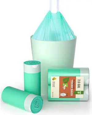 2 Gallon Trash Bag Drawstring Compostable Trash Bags 50 Count 2 Gallon Trash Bag Drawstring Compostable Trash Bags 50 Count