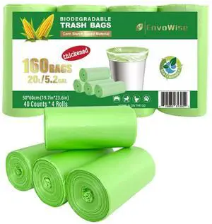 Biodegradable Trash Bags (Thickened), 5 Gallon / 20L | Unscented Strong Multipurpose Garbage Bags for Kitchen, Bathroom, Bedroom & Office, 160 Count | Compostable Bags Biodegradable Trash Bags (Thickened), 5 Gallon / 20L | Unscented Strong Multipurpose Garbage Bags for Kitchen, Bathroom, Bedroom & Office, 160 Count | Compostable Bags