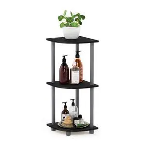 TURN-N-TUBE Corner Shelf, 3-Tier Corner Bookshelf, Display Storage Shelves with Open Shelves, for Organization and Storage, Living Room, Home Office, Garage, Black TURN-N-TUBE Corner Shelf, 3-Tier Corner Bookshelf, Display Storage Shelves with Open Shelves, for Organization and Storage, Living Room, Home Office, Garage, Black
