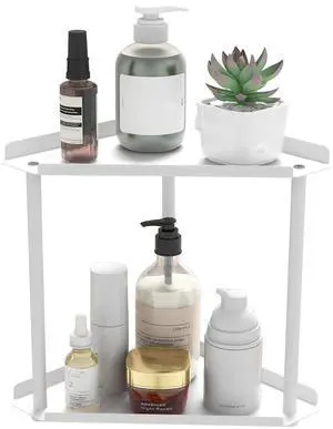 2 Tier Bathroom Counter Organizer, Vanity Organizer Corner Shelf 2 Tier Bathroom Counter Organizer, Vanity Organizer Corner Shelf