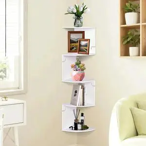 Corner Shelf Wall Mount, 5 Tier Corner Bookshelf, Floating Display Shelves for Home, Living Room, Bedroom, Office, Bathroom, Small Spaces Decorations, 7.87 X 7.87 X 33.46 INCHES (White) Corner Shelf Wall Mount, 5 Tier Corner Bookshelf, Floating Display Shelves for Home, Living Room, Bedroom, Office, Bathroom, Small Spaces Decorations, 7.87 X 7.87 X 33.46 INCHES (White)