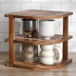 3 Tier Acacia Wood Corner Shelf 2 Pack for Countertop and Cabinet 3 Tier Acacia Wood Corner Shelf 2 Pack for Countertop and Cabinet