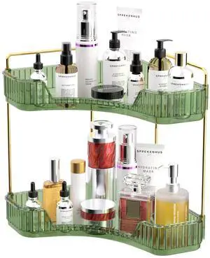 2 Tier Bathroom Counter Organizer, Multi-Function Corner Bathroom Organizer Countertop,Makeup Organizer Perfume for Dresser Vanity Tray, Spice Rack Organizer for Kitchen (Clear) 2 Tier Bathroom Counter Organizer, Multi-Function Corner Bathroom Organizer Countertop,Makeup Organizer Perfume for Dresser Vanity Tray, Spice Rack Organizer for Kitchen (Clear)
