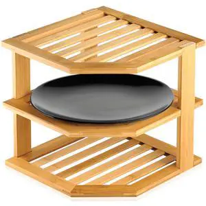 Bamboo 3-Tier Corner Shelf Organizer for Countertop & Kitchen Cabinet, Space Organizer for Kitchen and Bathroom Bamboo 3-Tier Corner Shelf Organizer for Countertop & Kitchen Cabinet, Space Organizer for Kitchen and Bathroom