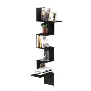 Rossi Wall Mounted Shelves, 5-Tier Rectangle, Espresso/Black Rossi Wall Mounted Shelves, 5-Tier Rectangle, Espresso/Black