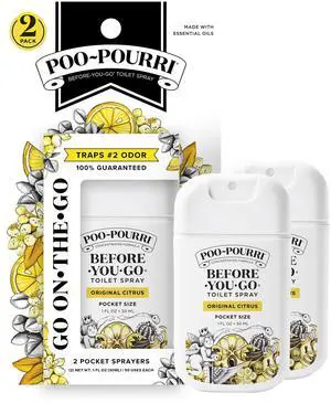 Before-You-Go Pocket Toilet Spray, Travel Essentials, Original Citrus, 1 Fl Oz 2 Pack, Up to 50 Uses, On-The-Go Bathroom Odor Deodorizer with Essential Oils, TSA Approved Size Before-You-Go Pocket Toilet Spray, Travel Essentials, Original Citrus, 1 Fl Oz 2 Pack, Up to 50 Uses, On-The-Go Bathroom Odor Deodorizer with Essential Oils, TSA Approved Size