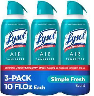 Air Sanitizer with Bacterial Odor Eliminator for Home & Office, Air Freshener Alternative, Simple Fresh Scent, 10 oz (Pack of 3) Air Sanitizer with Bacterial Odor Eliminator for Home & Office, Air Freshener Alternative, Simple Fresh Scent, 10 oz (Pack of 3)