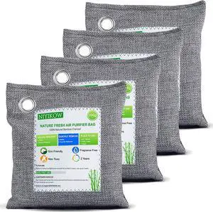 Charcoal Bags Odor Absorber (Large, 4Pack x 200g), Nature Fresh Bamboo Charcoal Air Purifying Bags, Activated Charcoal Odor Absorber for Home, Car, Closet, Pets, Basement Odor Eliminator -Grey Charcoal Bags Odor Absorber (Large, 4Pack x 200g), Nature Fresh Bamboo Charcoal Air Purifying Bags, Activated Charcoal Odor Absorber for Home, Car, Closet, Pets, Basement Odor Eliminator -Grey