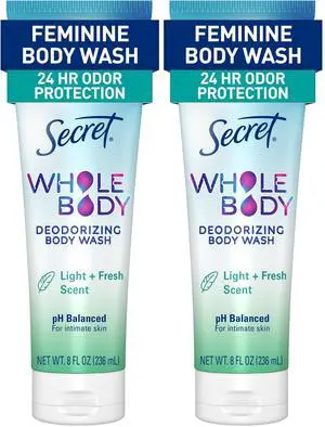 Feminine Wash, 24 HR Deodorizing Feminine Body Wash for Women, Removes 6x Causes of Odor, PH Balanced, Safe to Use Everywhere, Light & Fresh, 8.0 oz, (Pack of 2) Feminine Wash, 24 HR Deodorizing Feminine Body Wash for Women, Removes 6x Causes of Odor, PH Balanced, Safe to Use Everywhere, Light & Fresh, 8.0 oz, (Pack of 2)