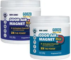 Odor Air-Magnet with Activated Charcoal - 14 Ounce (2 Pack) - Odor Eliminator for Car Closet Bathroom and Pet Area Captures and Absorbs Smoke Odors Odor Air-Magnet with Activated Charcoal - 14 Ounce (2 Pack) - Odor Eliminator for Car Closet Bathroom and Pet Area Captures and Absorbs Smoke Odors