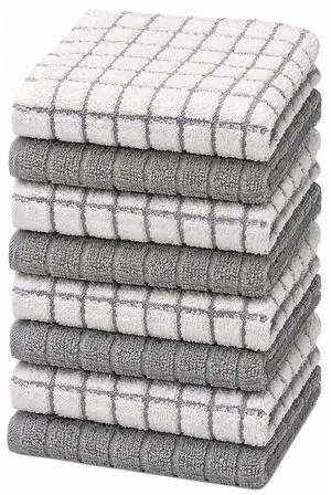 Dish Cloths (8-Pack), 100% Cotton Kitchen , 12"x12" - Gray Dish Cloths (8-Pack), 100% Cotton Kitchen , 12"x12" - Gray