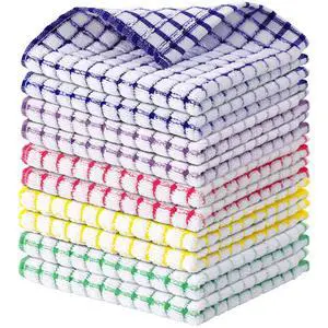 Cotton 10 Pack Terry Kitchen Dish Cloths, Mixed Color Cotton 10 Pack Terry Kitchen Dish Cloths, Mixed Color