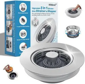 3 in 1 Kitchen Sink Drain Strainer, Stainless Steel Pop Up Stopper 3 in 1 Kitchen Sink Drain Strainer, Stainless Steel Pop Up Stopper