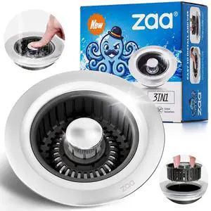 3 in 1 Kitchen Sink Drain Strainer Stopper Removable Basket Pop-Up 3 in 1 Kitchen Sink Drain Strainer Stopper Removable Basket Pop-Up