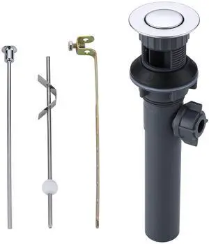 Bathroom Sink Drain with Lift Rod, Sink Drain with Overflow, Chrome Drain Stopper for Vessel Sink Bathroom Sink Drain with Lift Rod, Sink Drain with Overflow, Chrome Drain Stopper for Vessel Sink
