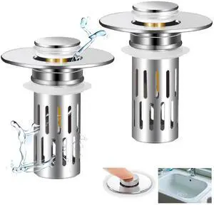 2 Pack Bathroom Sink Stopper for 1.06-1.50in (Silver) 2 Pack Bathroom Sink Stopper for 1.06-1.50in (Silver)