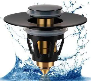 Bathroom Sink Stopper, 1.1-1.5" Bathroom Sink Strainer, Universal WashBasin Pop Up Drain Stopper, Bounce Core Push Type Sink Plug, Anti-Clogging, Stainless Steel (Matte Black,1PCS) Bathroom Sink Stopper, 1.1-1.5" Bathroom Sink Strainer, Universal WashBasin Pop Up Drain Stopper, Bounce Core Push Type Sink Plug, Anti-Clogging, Stainless Steel (Matte Black,1PCS)