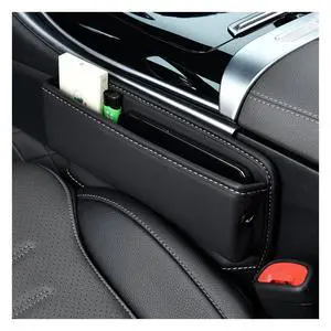 Car Seat Gap Organizer, Premium Leather Auto Seat Storage Box, Vehicle Adjustable Front Seat Gap Filler, Car Seat Side Pocket Organizer for Phones, Glasses, Keys, Money, Cards (Black) Car Seat Gap Organizer, Premium Leather Auto Seat Storage Box, Vehicle Adjustable Front Seat Gap Filler, Car Seat Side Pocket Organizer for Phones, Glasses, Keys, Money, Cards (Black)