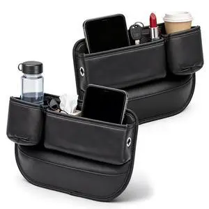 Car Leather Cup Holder Gap Bag, New Car Seat Gap Filler Organizer with Cup Holders, Console Organizer for Phone, Keys and Small Items, Universal Fit Essentials for SUV, Truck & Sedan (2pc) Car Leather Cup Holder Gap Bag, New Car Seat Gap Filler Organizer with Cup Holders, Console Organizer for Phone, Keys and Small Items, Universal Fit Essentials for SUV, Truck & Sedan (2pc)
