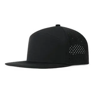 Men Flat Brim Adjustable Performance Hat Snapback Laser Perforated Baseball Cap (Black) Men Flat Brim Adjustable Performance Hat Snapback Laser Perforated Baseball Cap (Black)