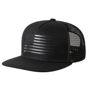 Baseball Cap, Snapback Trucker Hat for Men & Women with American Flag and Adjustable, Breathable Mesh, Flat Bill Hats Black/Black Baseball Cap, Snapback Trucker Hat for Men & Women with American Flag and Adjustable, Breathable Mesh, Flat Bill Hats Black/Black