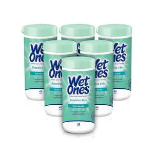 Hand Wipes, Sensitive Skin, Unscented, 40 ct Canister (6 Pack) Hand Wipes, Sensitive Skin, Unscented, 40 ct Canister (6 Pack)