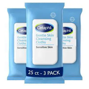 Face and Body Wipes, Gentle Skin Cleansing Cloths, 25 Count (Pack of 3), for Dry, Sensitive Skin, Flip Top Closure, Great for the Gym, Travel, in the Car, Hypoallergenic, Fragrance Free Face and Body Wipes, Gentle Skin Cleansing Cloths, 25 Count (Pack of 3), for Dry, Sensitive Skin, Flip Top Closure, Great for the Gym, Travel, in the Car, Hypoallergenic, Fragrance Free