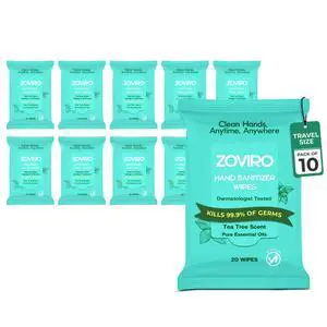 Hand Sanitizer Wipes, Moisturizing With Tea Tree Essential Oil, Ultra-Soft 100% Viscose, Hand Wipes Travel Size, Tea Tree Scent, 20 Count (Pack of 10) Hand Sanitizer Wipes, Moisturizing With Tea Tree Essential Oil, Ultra-Soft 100% Viscose, Hand Wipes Travel Size, Tea Tree Scent, 20 Count (Pack of 10)