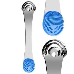 Tongue Scraper for Adults, 3-Layer Stainless Steel Tongue Scraper Metal Tongue Cleaner Tongue Scrubber, Reduce Bad Breath, with Soft Silicone Tongue Brush Tongue Scraper for Adults, 3-Layer Stainless Steel Tongue Scraper Metal Tongue Cleaner Tongue Scrubber, Reduce Bad Breath, with Soft Silicone Tongue Brush