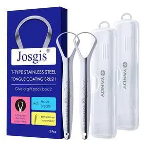 Tongue Scraper for Adults, 2 Pack, 100% Stainless Steel Tongue Brush Tongue Scraper for Adults, 2 Pack, 100% Stainless Steel Tongue Brush