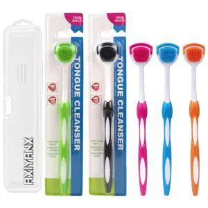 e Scraper and Brush for Adults, 5-Pack with Travel Case, Micro Bristle Tongue Cleaner (5 Colors) e Scraper and Brush for Adults, 5-Pack with Travel Case, Micro Bristle Tongue Cleaner (5 Colors)