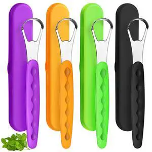 4 Pcs Tongue Scraper Cleaner Adults Kids,Orange, Green, Black and Purple 4 Pcs Tongue Scraper Cleaner Adults Kids,Orange, Green, Black and Purple