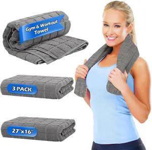 Microfiber Workout Towels, 3 Pack Grey Gym Sweat Sports Towel for Yoga, Tennis, Running, Exercise, Working Out, Camping, Quick Dry, Highly Absorbent, for Women & Men, 16 x 27 Inch Microfiber Workout Towels, 3 Pack Grey Gym Sweat Sports Towel for Yoga, Tennis, Running, Exercise, Working Out, Camping, Quick Dry, Highly Absorbent, for Women & Men, 16 x 27 Inch