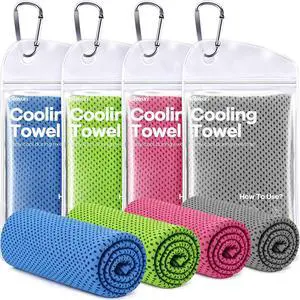 Cooling Towels, 4 Pack (40''x12'') Chilly Ice Rags for Neck and Face Cooling Towels, 4 Pack (40''x12'') Chilly Ice Rags for Neck and Face