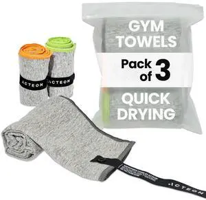Microfiber Quick Dry Gym Towel, Silver ION Odor-Free Mega Absorbent Fiber Fast Drying Men Women Workout Gear for Body Sweat, Camping, Working Out Travel Towels 3 Pack, 30x16, Heather Grey Microfiber Quick Dry Gym Towel, Silver ION Odor-Free Mega Absorbent Fiber Fast Drying Men Women Workout Gear for Body Sweat, Camping, Working Out Travel Towels 3 Pack, 30x16, Heather Grey