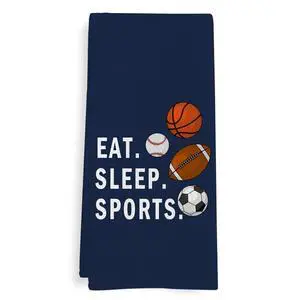 Boys Kids Sports Kitchen Towels, Navy Blue Boys Sport Themed Dish Tea Towels for Kitchen, Basketball Soccer Football Baseball Decorative Hand Towel for Bathroom, Eat Sleep Sports, 16x24 in Boys Kids Sports Kitchen Towels, Navy Blue Boys Sport Themed Dish Tea Towels for Kitchen, Basketball Soccer Football Baseball Decorative Hand Towel for Bathroom, Eat Sleep Sports, 16x24 in